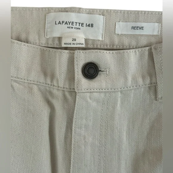 Lafayette 148 New York Reeve High Waist Ankle Straight Leg Jeans in washed Ecru - Picture 4 of 8